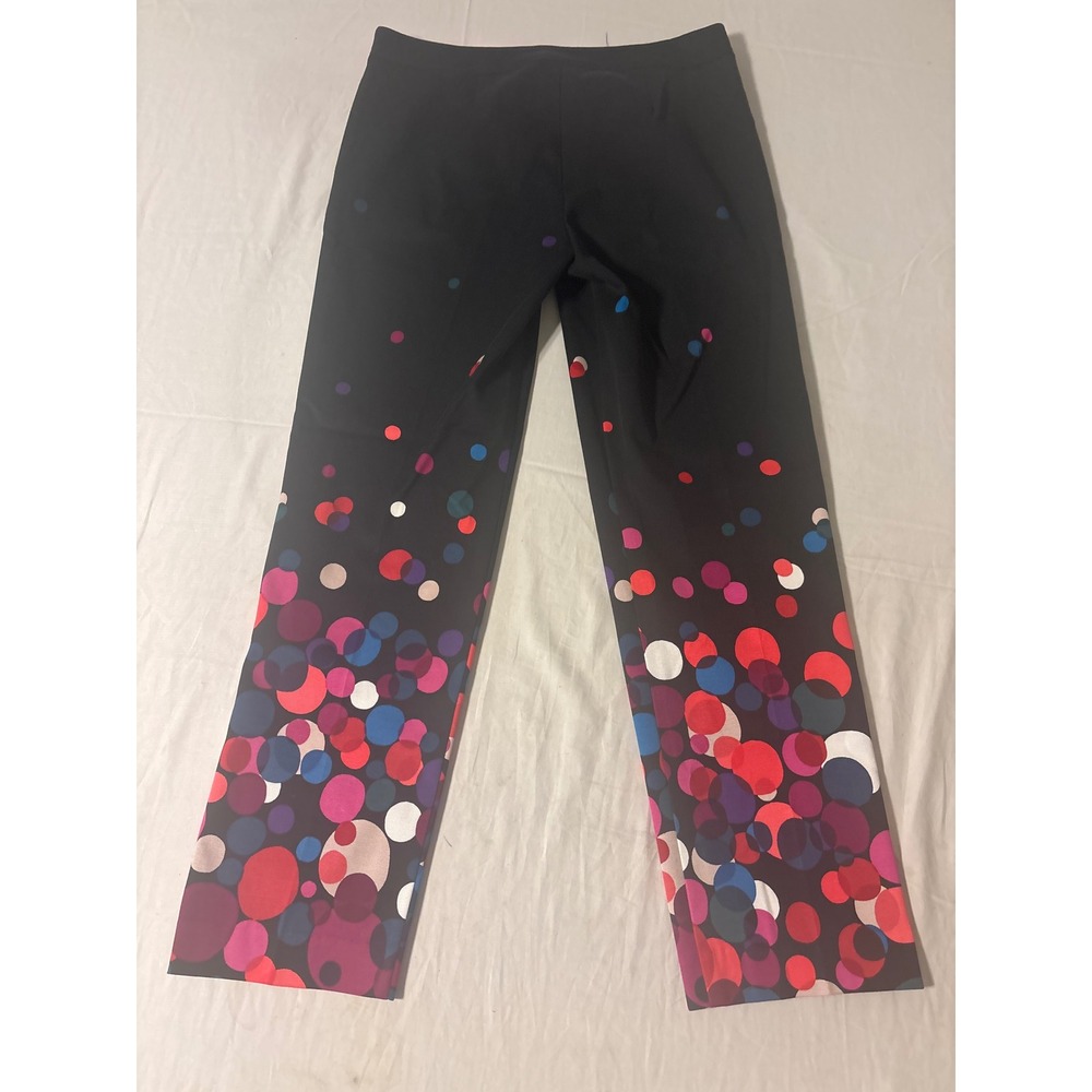 Trina Turk Polka Dot Bubble Print Pants Women 4 Black Excellent Straight Leg - Picture 10 of 11